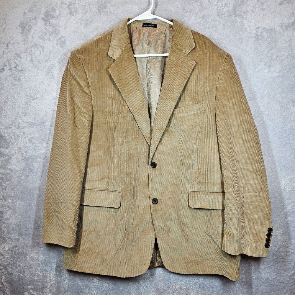 Stafford Essentials Corduroy Blazer Mens 44R Tan Jacket Lined career formal Dad